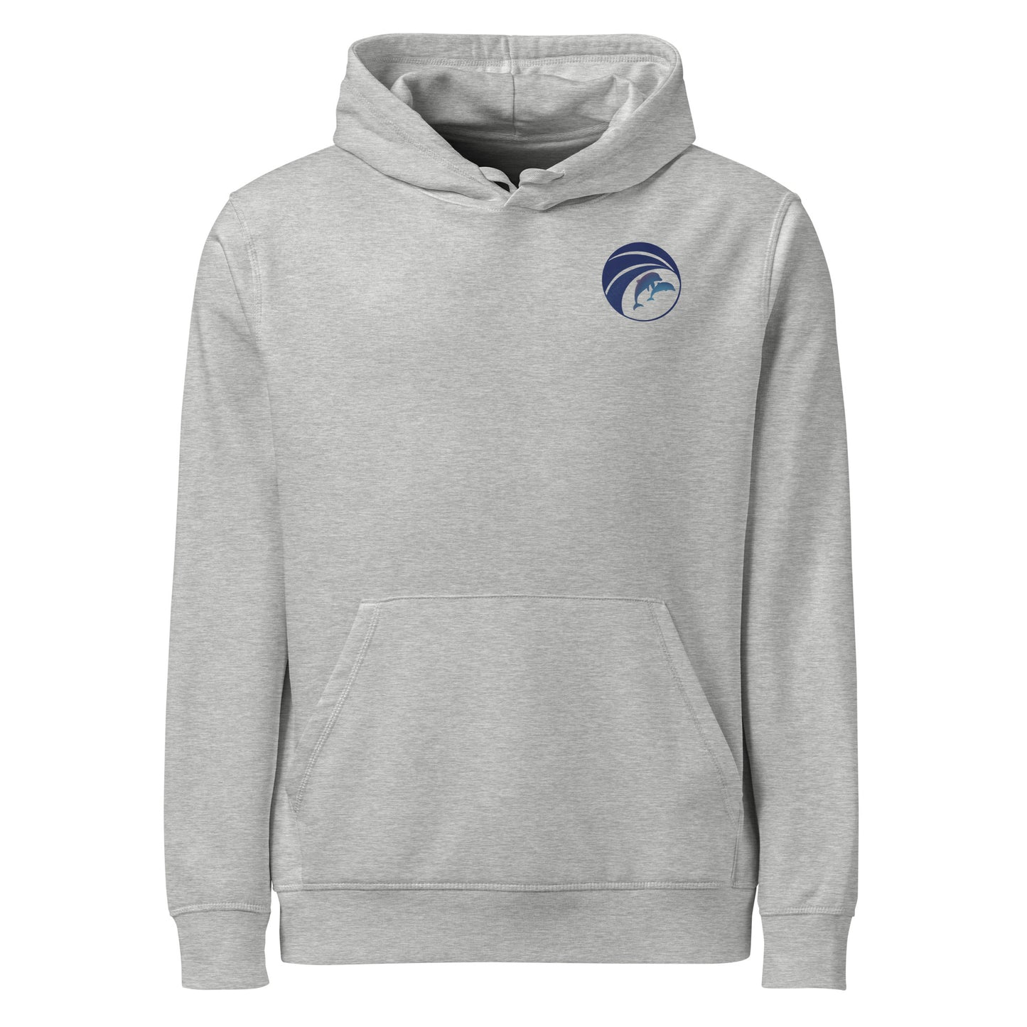  front view of dolphins hoodie in heather grey