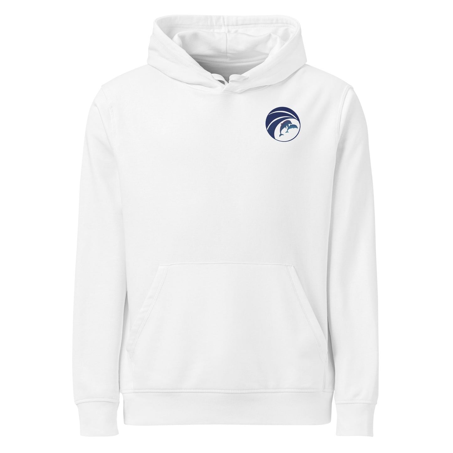  front view of dolphins hoodie in white