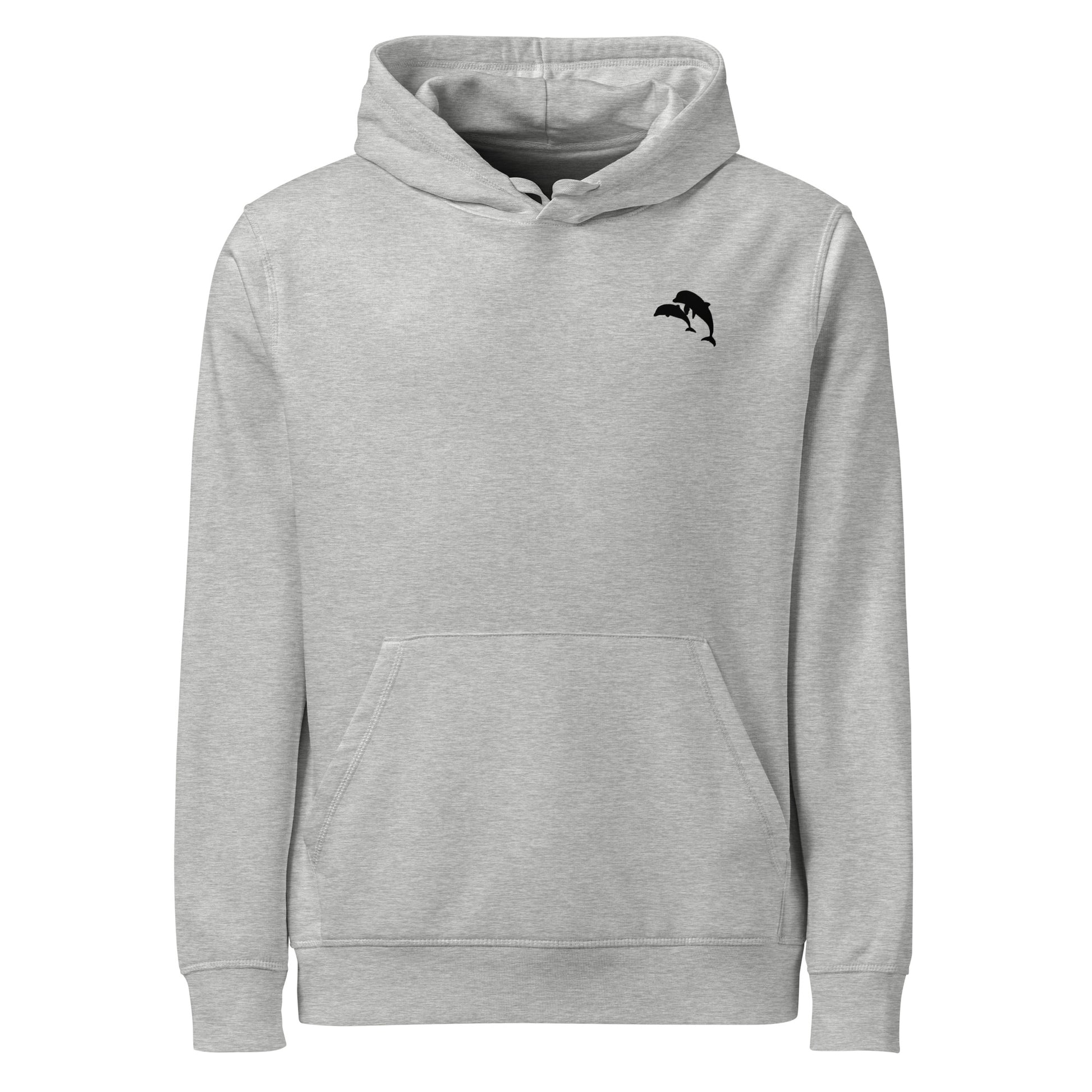 front view of dolphins wave hoodie in  heather gray 