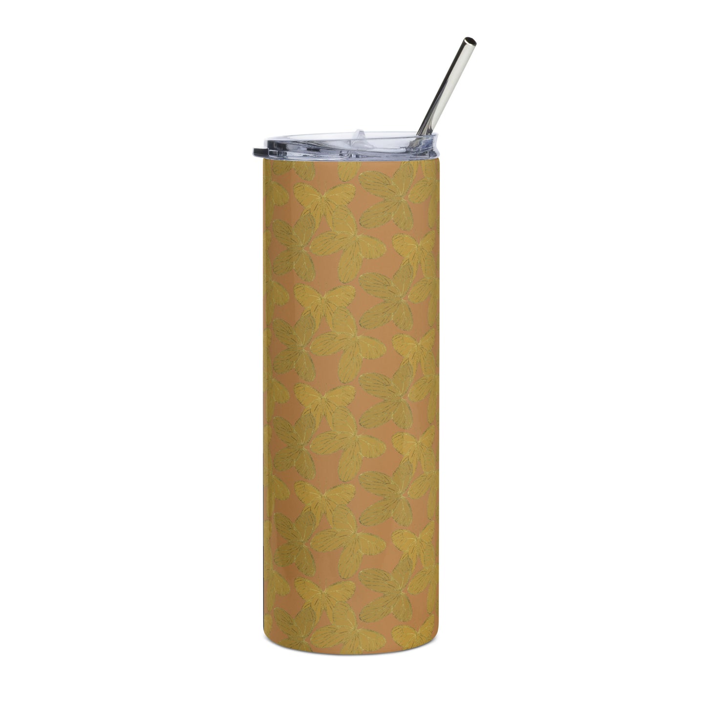 gold butterfly tumbler with straw