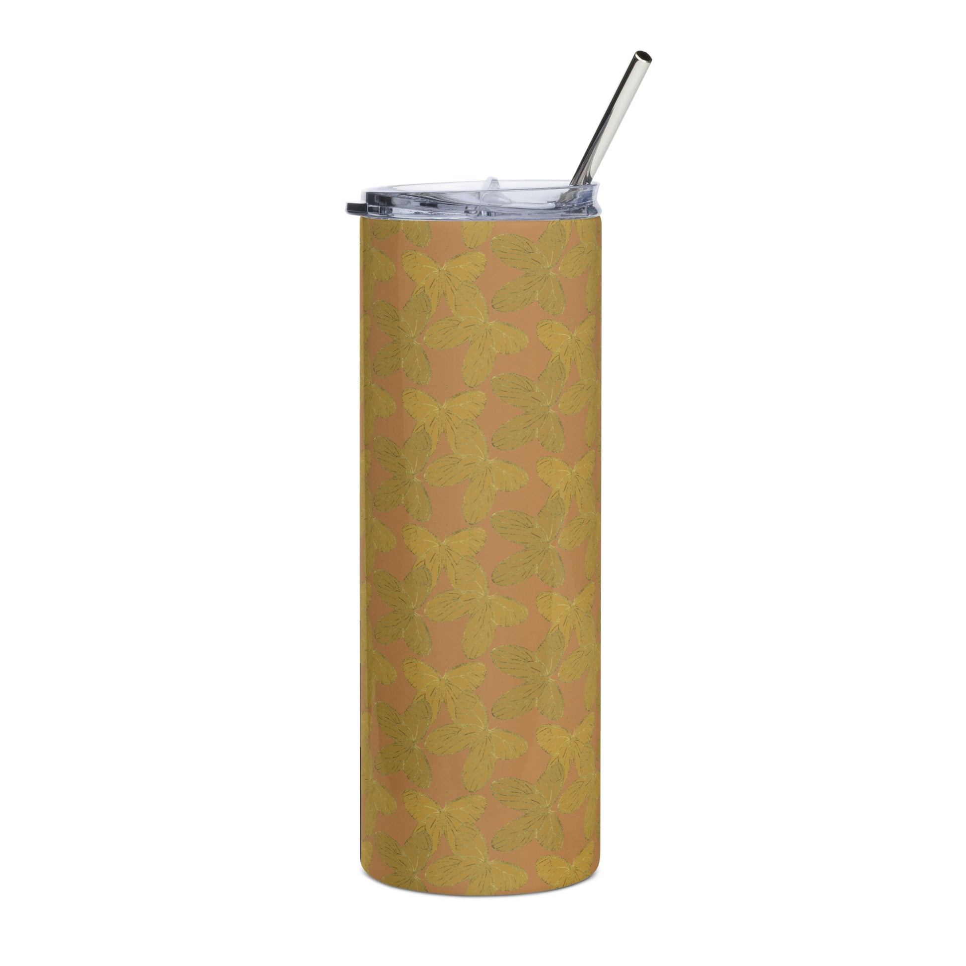 gold butterfly tumbler with straw