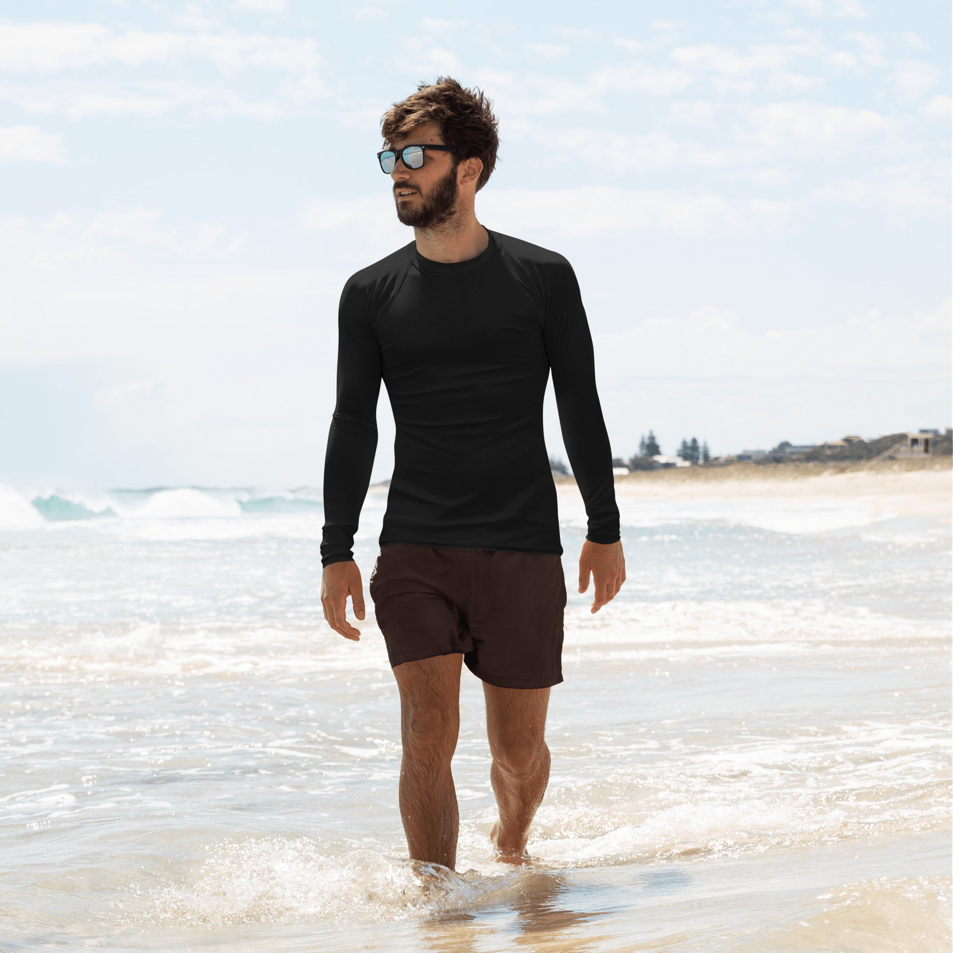 mens rash guard in black