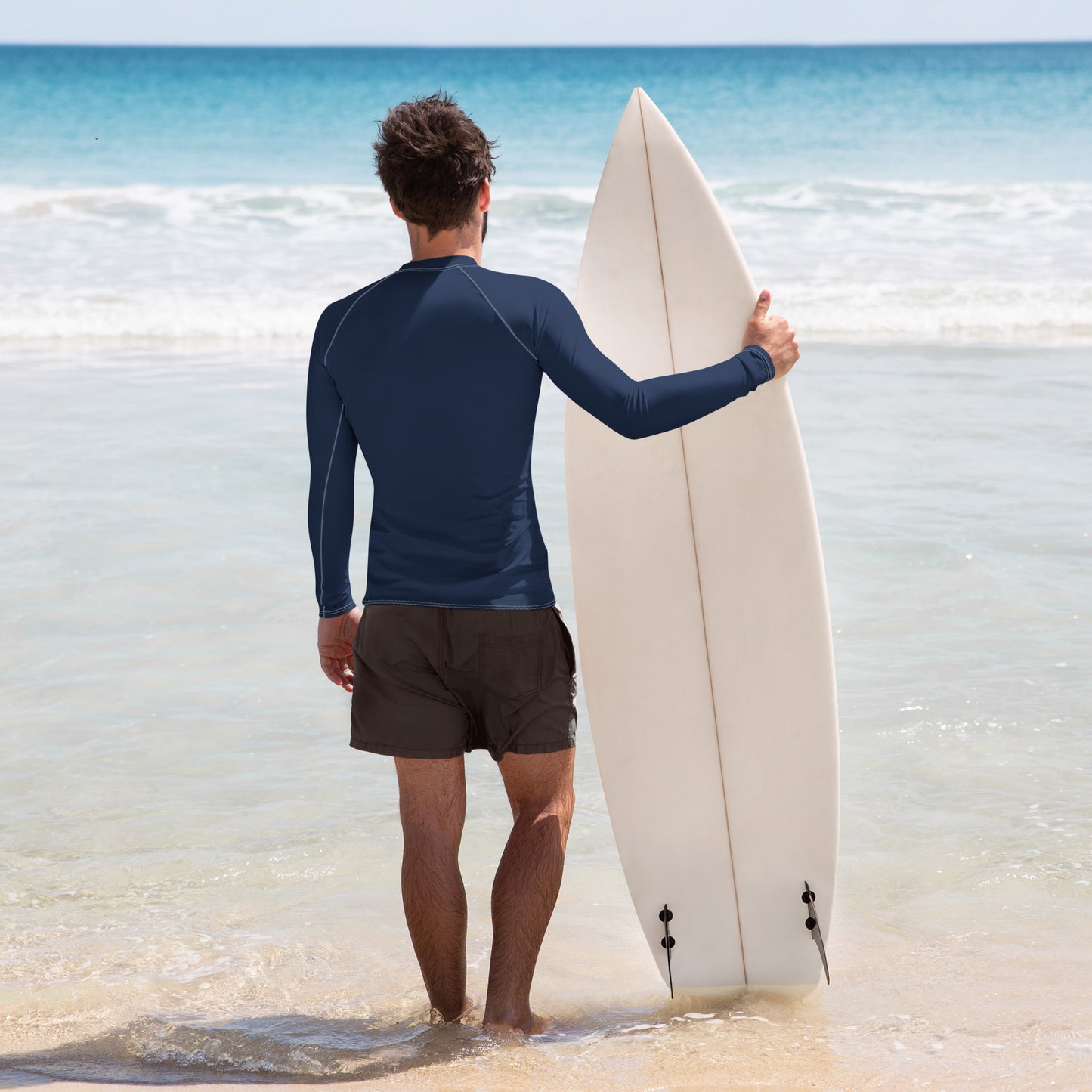 rash guard for men in navy with white detail