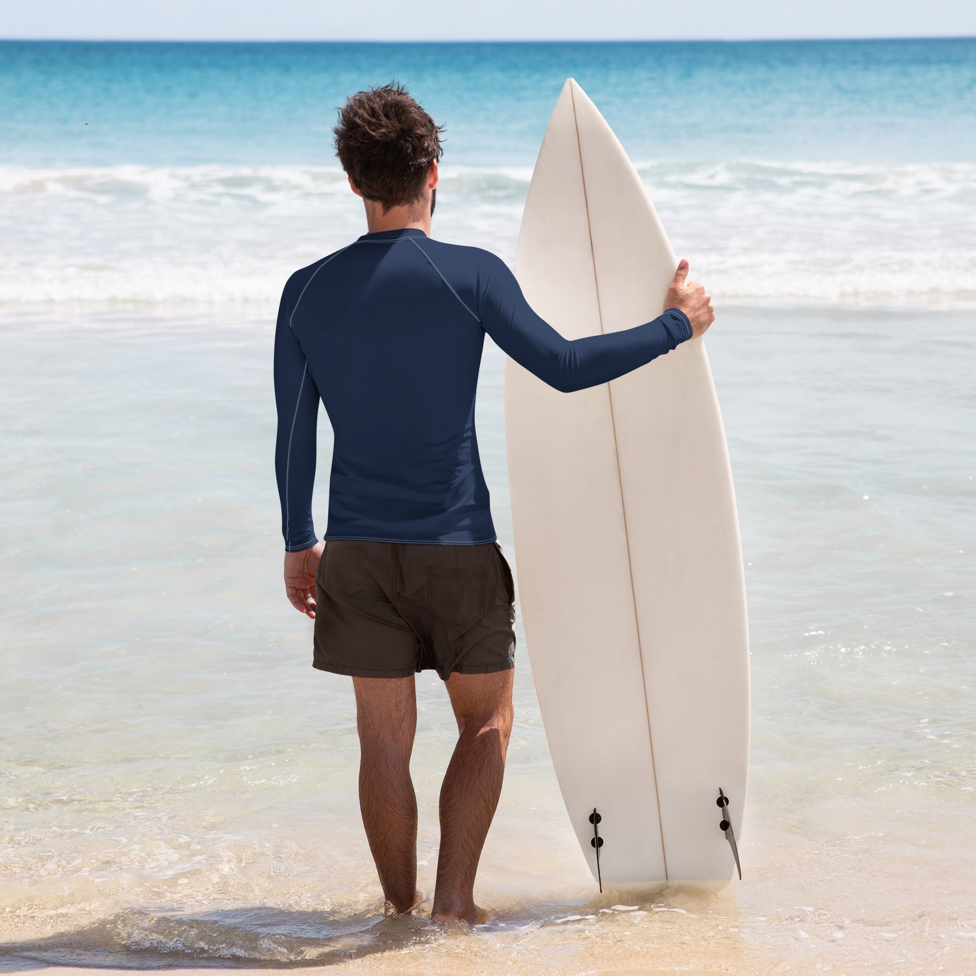 rash guard for men in navy with white detail
