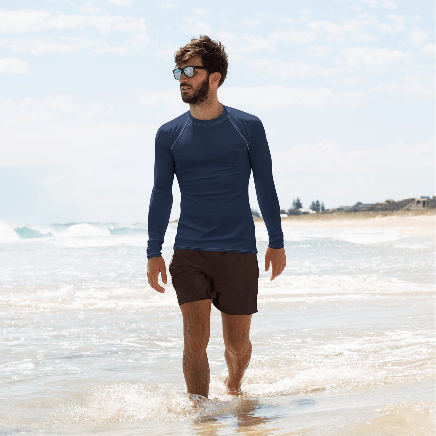 rash guard for men in navy with white detail