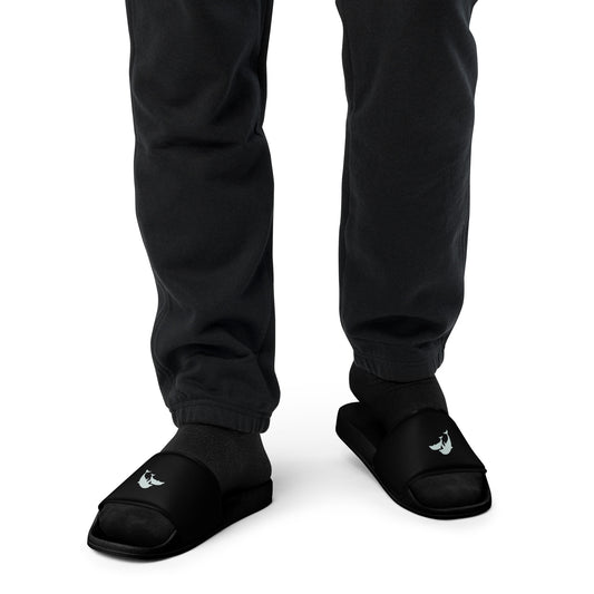 front view of model wearing dolphins sandals