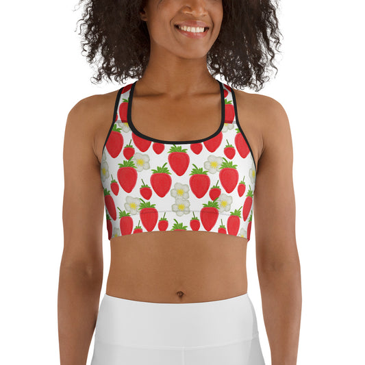  front view of model wearing dolphins wave cove logo sports bra in white with black trim