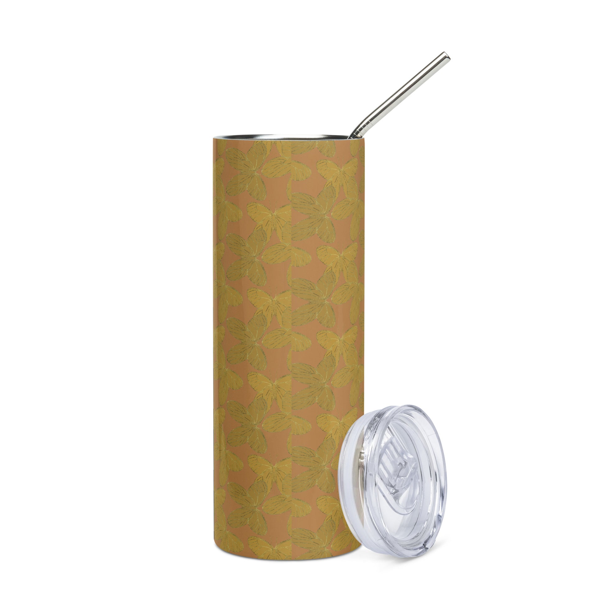 waves gold butterfly tumbler with straw